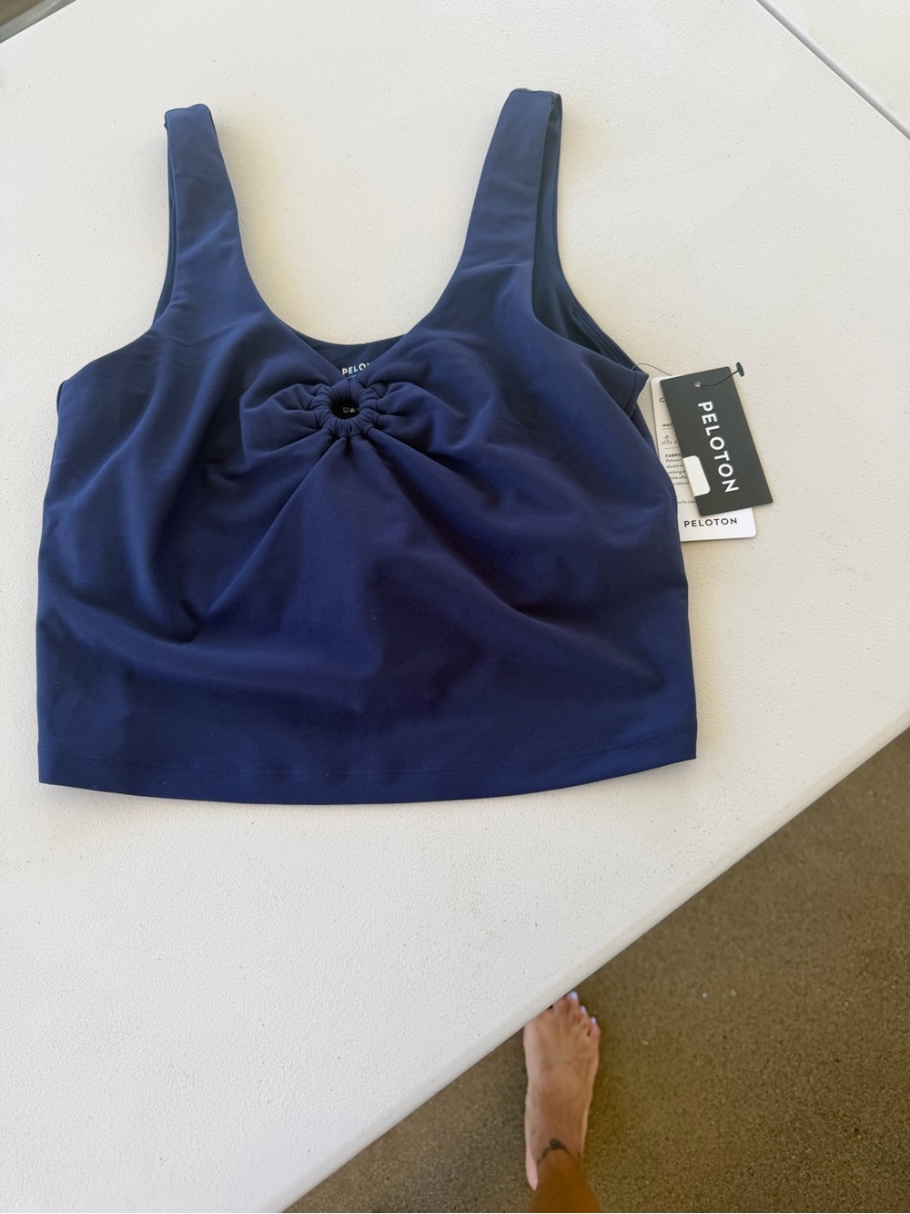 Peloton Navy Ruched Front Crop Sports Top